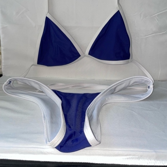Zaful Bikini Set Triangle Top Strappy Halter Tie Back Cheeky Bottoms Compression - Picture 2 of 6